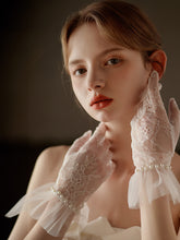 Gants de mariage en dentelle et tulle, longueur jusqu'au poignet