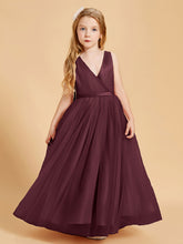 Robes de Demoiselle d'Honneur Junior en Tulle avec Haut en Satin Cabernet