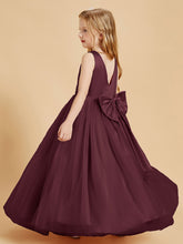 Robes de Demoiselle d'Honneur Junior en Tulle avec Haut en Satin Cabernet