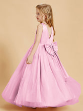 Robes de Demoiselle d'Honneur Junior en Tulle avec Haut en Satin Rose Bonbon