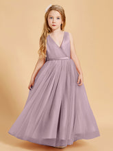 Robes de Demoiselle d'Honneur Junior en Tulle avec Haut en Satin Dusk