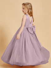 Robes de Demoiselle d'Honneur Junior en Tulle avec Haut en Satin Dusk