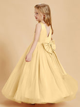 Robes de Demoiselle d'Honneur Junior en Tulle avec Haut en Satin Or