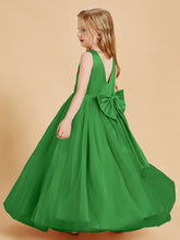 Robes de Demoiselle d'Honneur Junior en Tulle avec Haut en Satin Vert