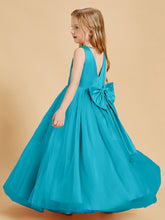 Robes de Demoiselle d'Honneur Junior en Tulle avec Haut en Satin Jade