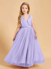 Robes de Demoiselle d'Honneur Junior en Tulle avec Haut en Satin Lilas