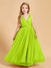 Robes de Demoiselle d'Honneur Junior en Tulle avec Haut en Satin Vert Citron