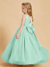 Robes de Demoiselle d'Honneur Junior en Tulle avec Haut en Satin Vert Menthe