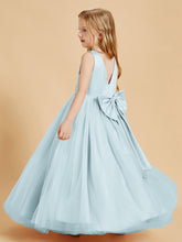 Robes de Demoiselle d'Honneur Junior en Tulle avec Haut en Satin Brume