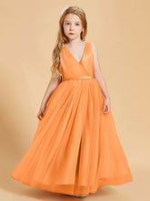 Robes de Demoiselle d'Honneur Junior en Tulle avec Haut en Satin Orange