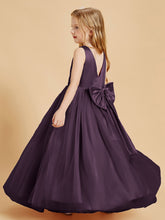 Robes de Demoiselle d'Honneur Junior en Tulle avec Haut en Satin Plum