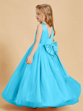 Robes de Demoiselle d'Honneur Junior en Tulle avec Haut en Satin Piscine