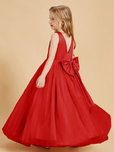 Robes de Demoiselle d'Honneur Junior en Tulle avec Haut en Satin Rouge