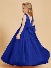 Robes de Demoiselle d'Honneur Junior en Tulle avec Haut en Satin Bleu Royale