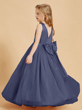 Robes de Demoiselle d'Honneur Junior en Tulle avec Haut en Satin Orageux