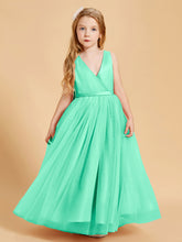 Robes de Demoiselle d'Honneur Junior en Tulle avec Haut en Satin Turquoise