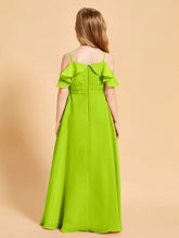 Robes de Demoiselle d'Honneur Junior à Hors de l'Épaule Vert Citron