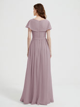 Mancherons Longue Mousseline Robes Avec Fente Dusk