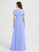 Mancherons Longue Mousseline Robes Avec Fente Lavande