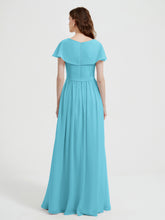 Mancherons Longue Mousseline Robes Avec Fente Piscine