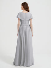 Mancherons Longue Mousseline Robes Avec Fente Argent