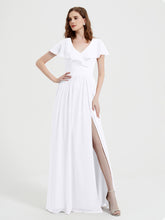 Mancherons Longue Mousseline Robes Avec Fente Blanc