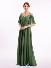 Spaghetti Bretelle Hors De l'Épaule Mousseline Robes Olive Verte