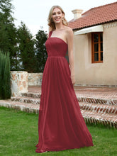 Robe Plissée en Tulle Sans Manches à Une Épaule Cannelle Rose