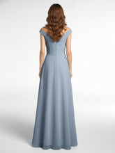 Robe Longue à Hors de l'Épaule et Col en V avec Poches Bleu Poudré