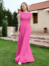 Robe de A-ligne en Mousseline avec Décolleté Illusion Azalée