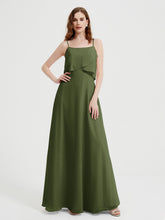Spaghetti Bretelles Simple Robes De Demoiselle d'Honneur Olive Verte