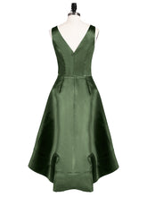 Col en V Satin Asymétrique Robes Demoiselle d'honneure Olive Verte