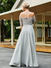 Robe Appliquée Florale en Dentelle et Paillettes Argent