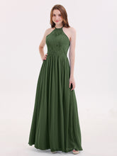 Mousseline Licou Maxi Robe avec Bustier Dentelle Olive Verte