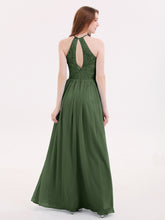 Mousseline Licou Maxi Robe avec Bustier Dentelle Olive Verte