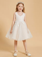 Robes de Fille en Tulle Enchanteresse avec Appliques en Dentelle