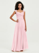 Col En Cœur Mousseline Robes Avec Dentelle Mancherons Rose Pâle