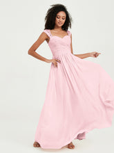 Col En Cœur Mousseline Robes Avec Dentelle Mancherons Rose Pâle