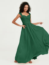 Col En Cœur Mousseline Robes Avec Dentelle Mancherons Vert Foncé