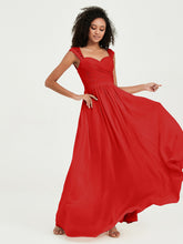 Col En Cœur Mousseline Robes Avec Dentelle Mancherons Rouge