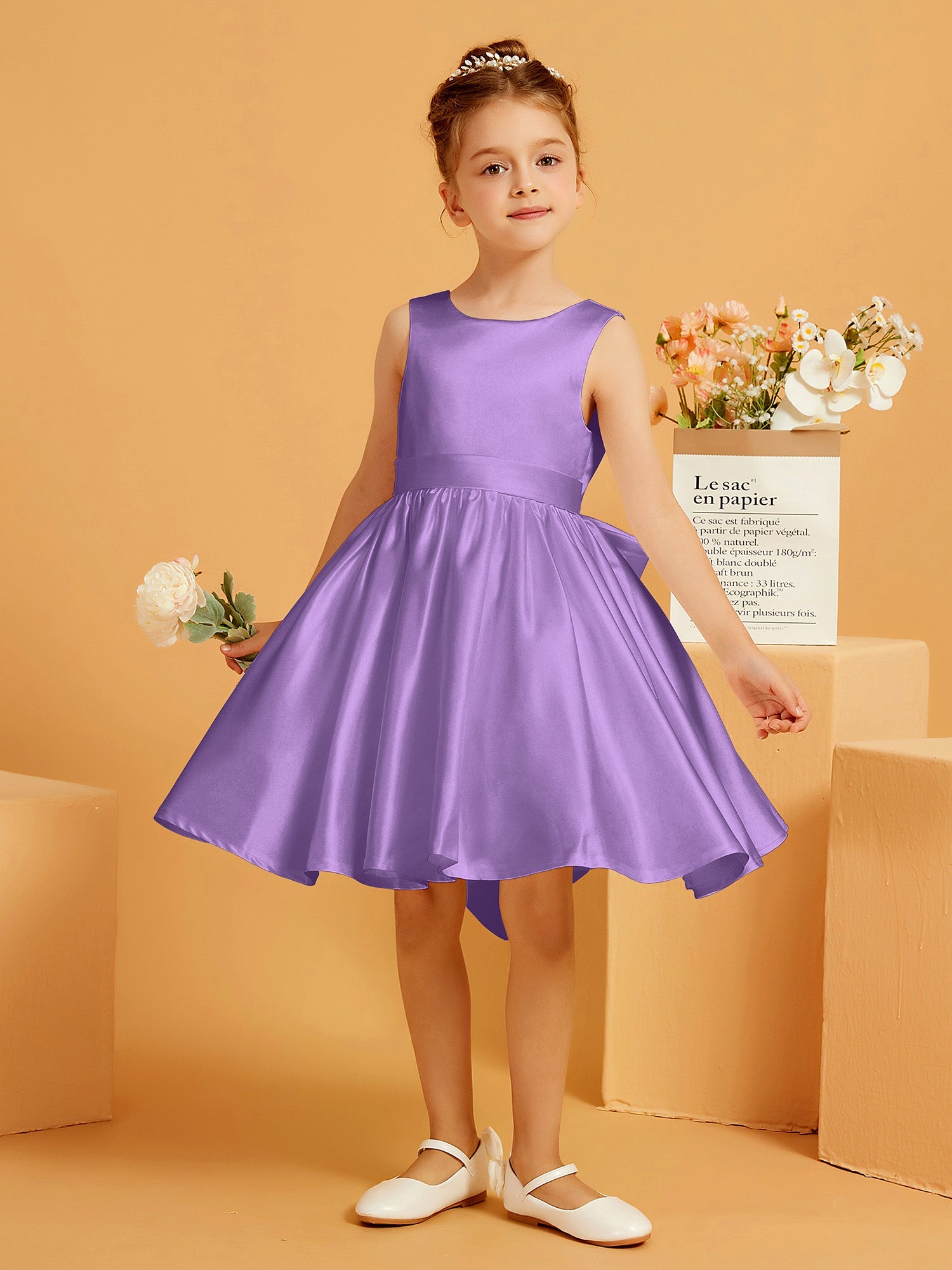 Robe de Fille Courte à A-ligne avec Nœud Tahiti – BABARONI FR