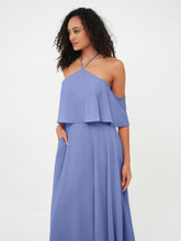 Robes Longues Mousseline à Epaules Dénudées avec Poches Pervenche