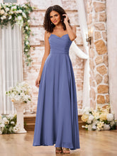 Robe en Mousseline à Bretelles Spaghetti et Col en Cœur Pervenche