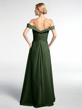 Robe à Hors de l'Épaule Jupe Ronde avec Poches Olive Verte