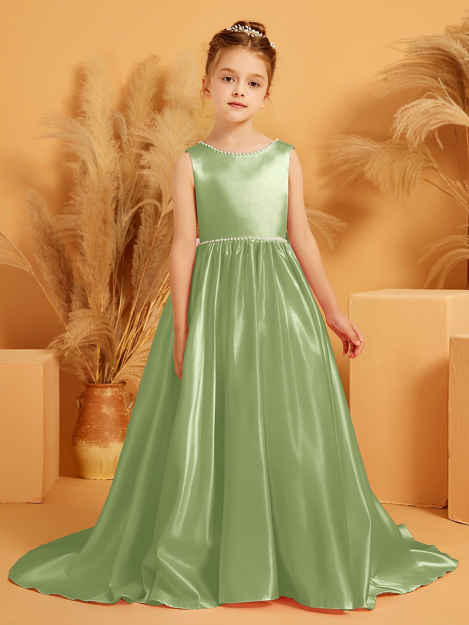 Robe smockée en lin mélangé - Vert - Fille - 13.00 Robe smockée en lin mélangé - Vert - Fille - 13.00