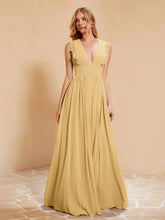 Maxi Robe Sans Manches avec Décolleté en V Plongeant Or