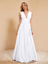 Maxi Robe Sans Manches avec Décolleté en V Plongeant Blanc