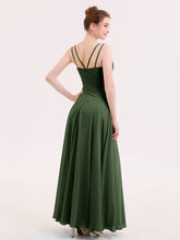 Robes Demoiselle d'honneure Longue avec Bustier Plissé Olive Verte