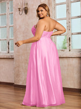 Dentelle et Tulle Longue Robe avec Col en Cœur Rose Bonbon