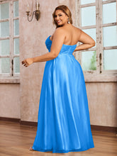 Dentelle et Tulle Longue Robe avec Col en Cœur Bleu Océan